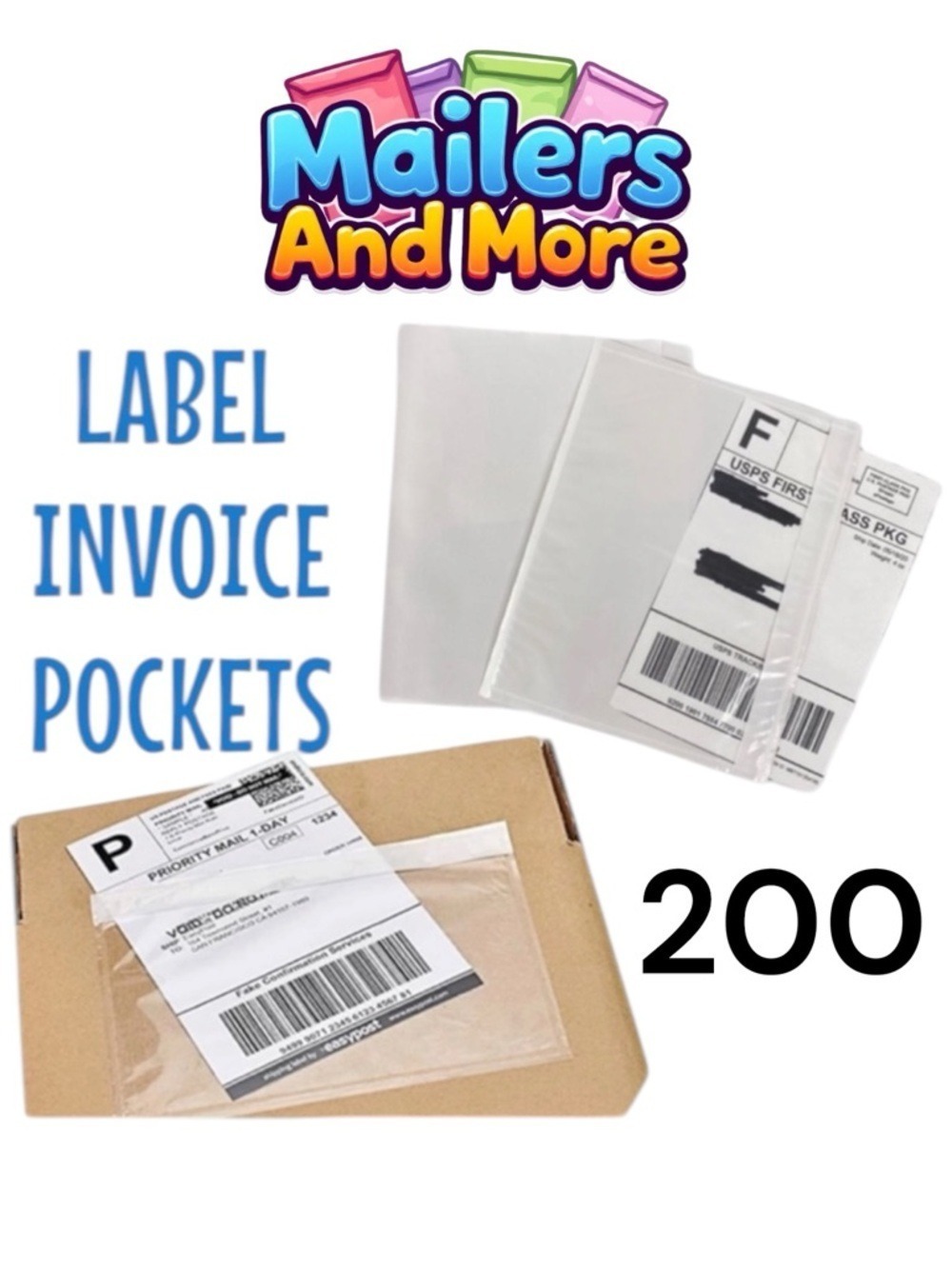 200 (7.5 X 5.5) Clear Postage Invoice Label Pockets PRICE FIRM - Picture 1 of 9